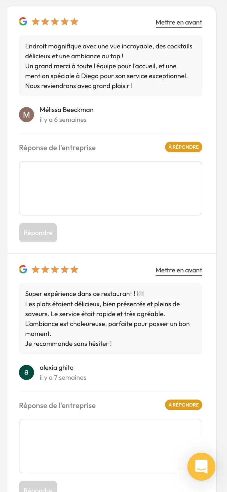 Avis clients Google centralisés